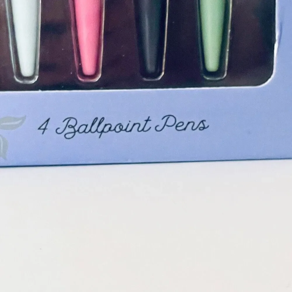 NWT ECCOLO set of 4 Inspirational graphic ballpoint Pens Gift Set Brave Fearless